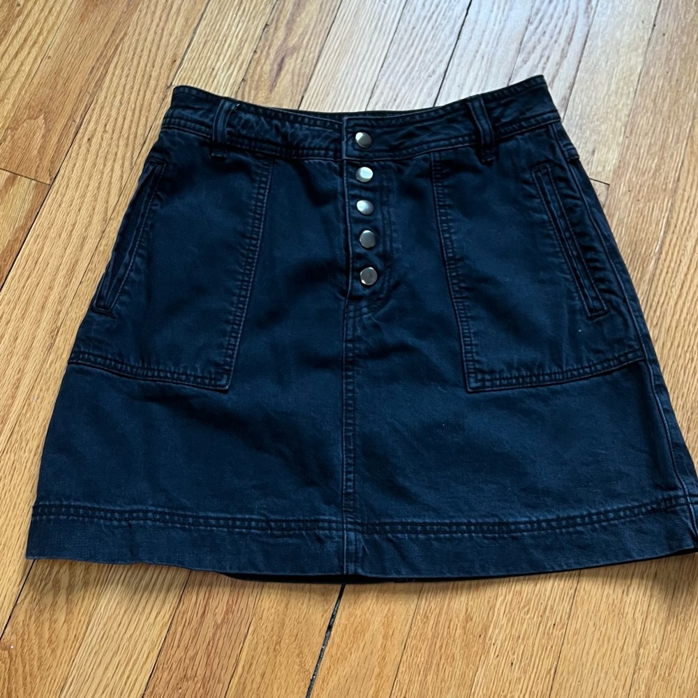 Free People black denim mini skirt